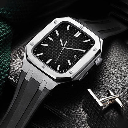 Soft Silicone Strap Stainless Steel Apple Watch Case Kit