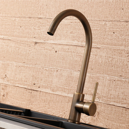 Classic Bronze One Handle Kitchen Faucet With Easy Turn