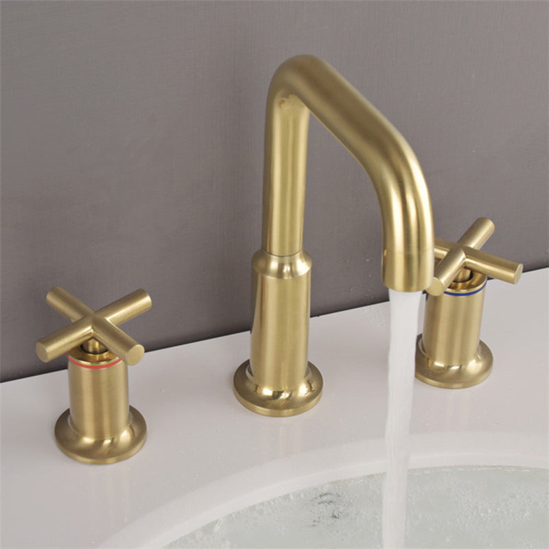 Luxury Gold 3 Hole Bathroom Faucet with Waterfall Spout - Lusomart