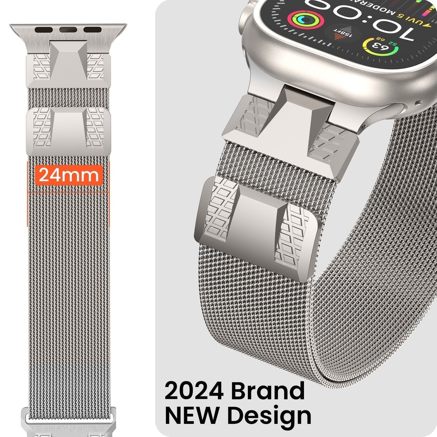 Stainless Steel Mesh Watch Strap with Secure Clasp
