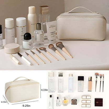 Spacious Travel Makeup Case PU Cosmetic Organizer