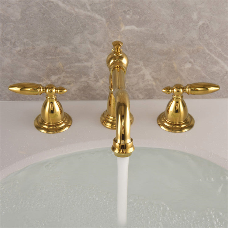 Classic Brass Two Handle Bath Faucet for 3 Hole Sink