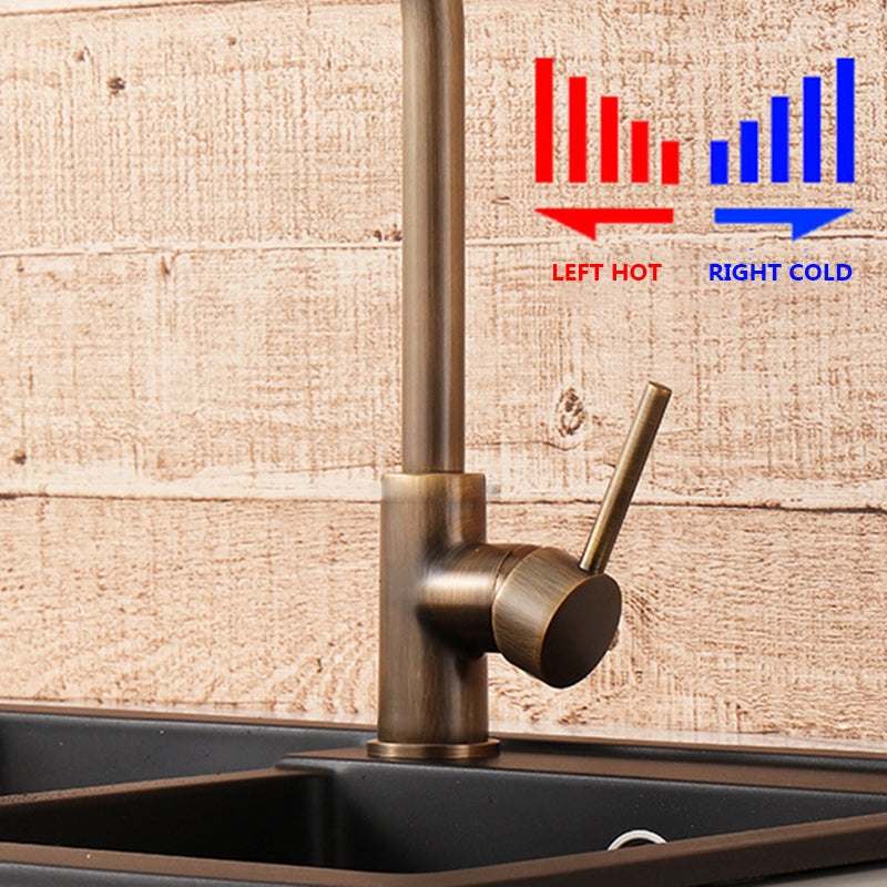 Classic Bronze One Handle Kitchen Faucet With Easy Turn