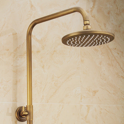 Classic Bronze Shower Set with Gold Faucet and Dual Showerheads