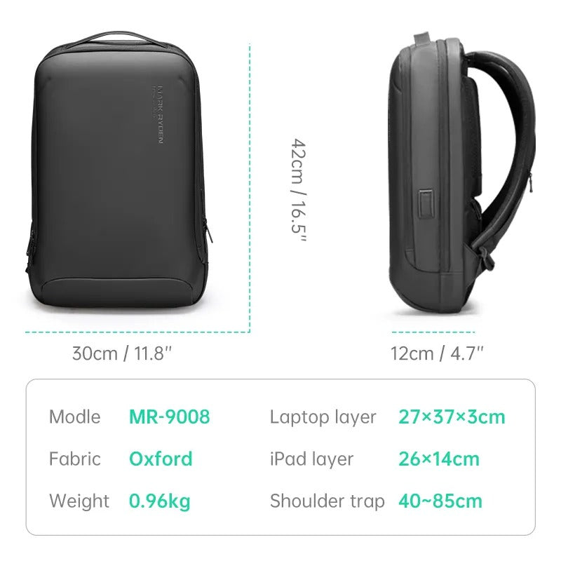 Durable Lightweight Laptop Backpack Black Grey Protection