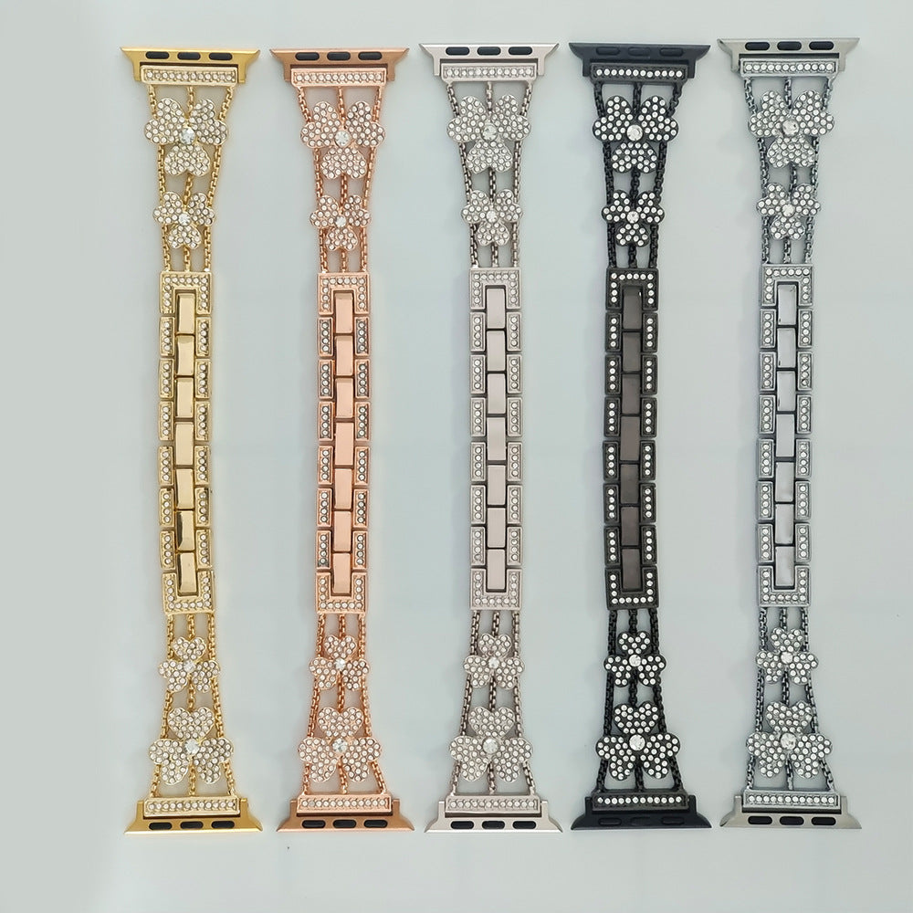 Elegant Flower Crystal Apple Watch Link Bracelet
