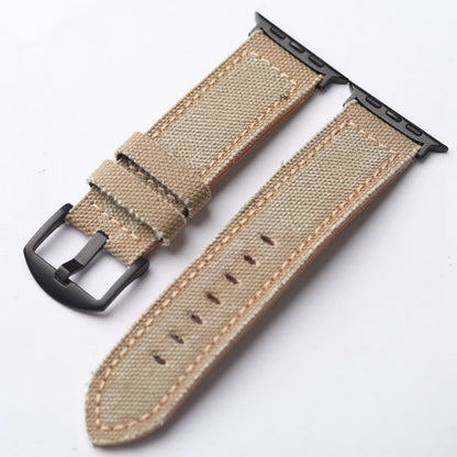 Authentic Leather and Cotton Watch Band