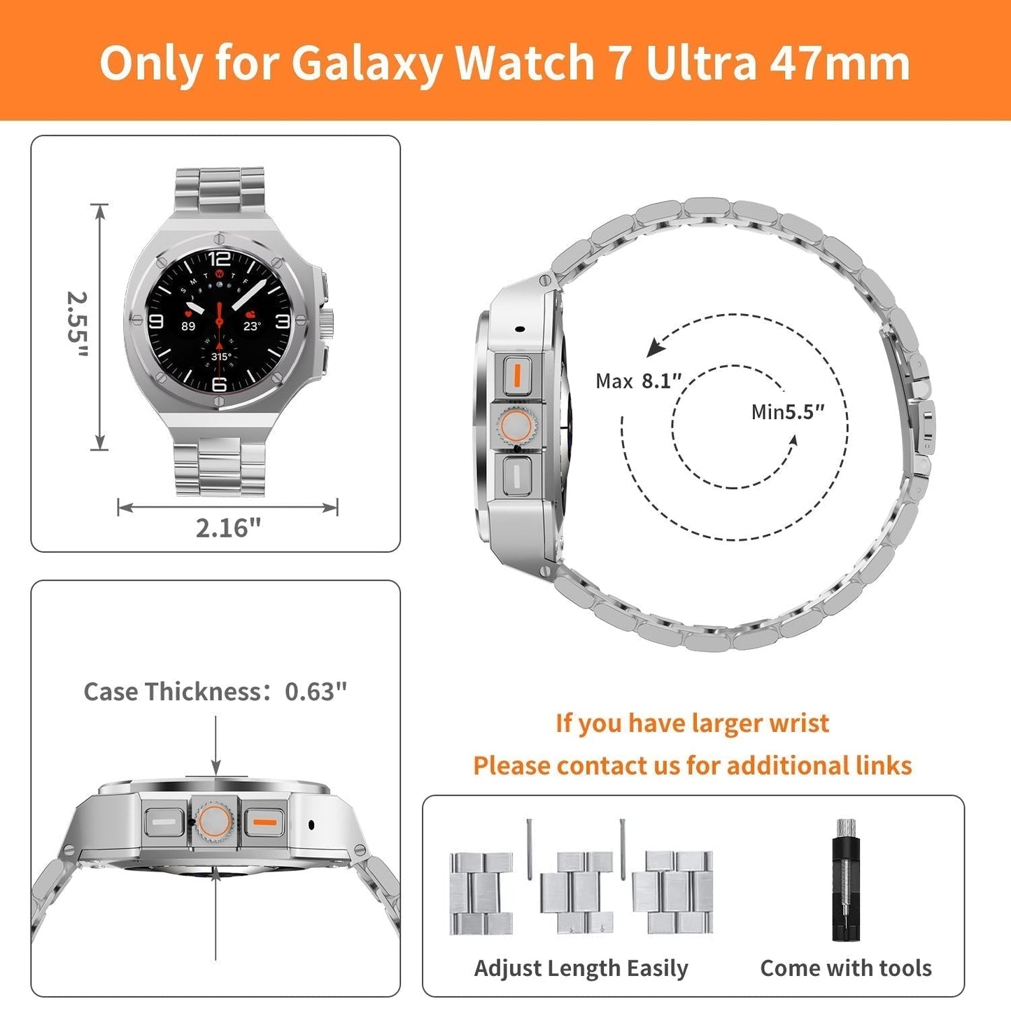 Durable Metal Case and Strap for Samsung Galaxy Watch Ultra