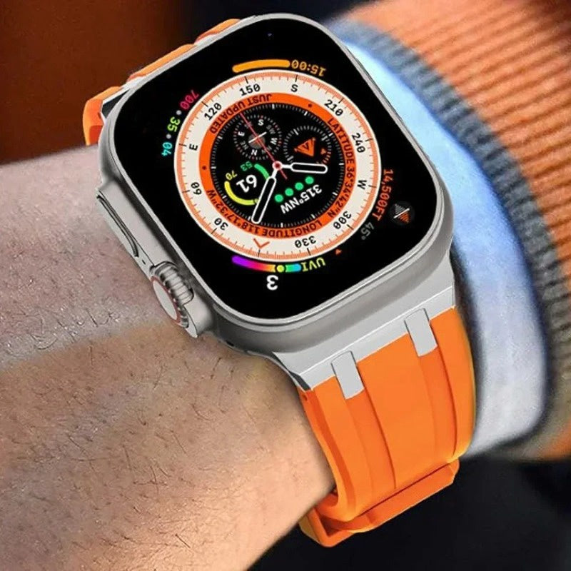 Soft Silicone Strap With Silver Buckle For Apple Watch