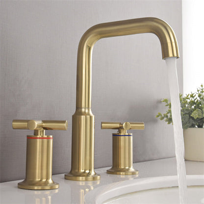 Luxury Gold 3 Hole Bathroom Faucet with Waterfall Spout