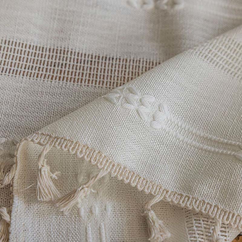 Patterned Gray Room Darkening Curtain Tassel Panels