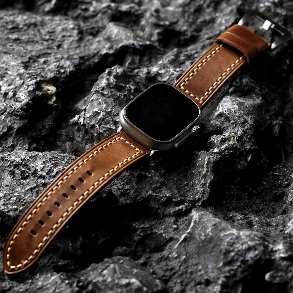 Classic Tan Leather Apple Watch Band