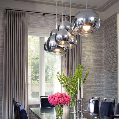 Stunning Glass Pendant Light Clear Globe Chandelier