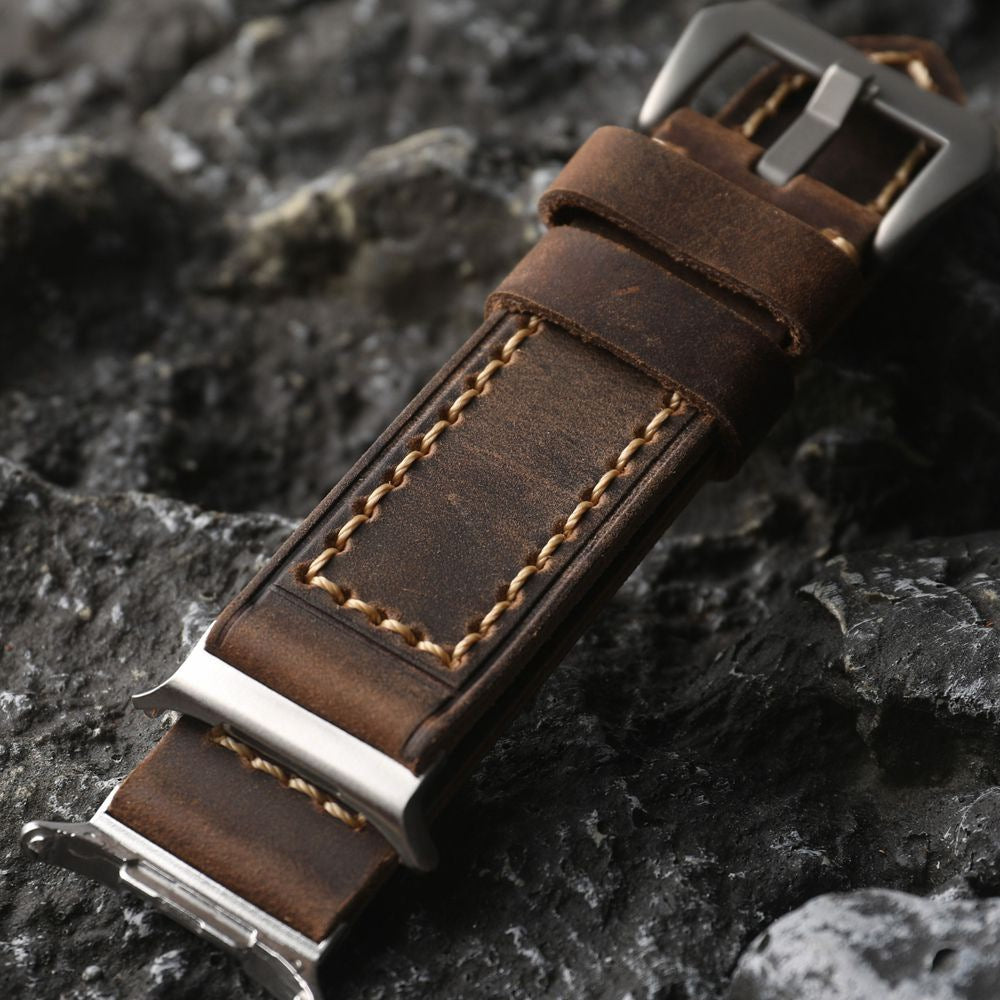 Leather Smartwatch Strap - Brown Genuine Wristband