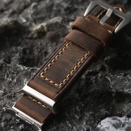 Leather Smartwatch Strap - Brown Genuine Wristband