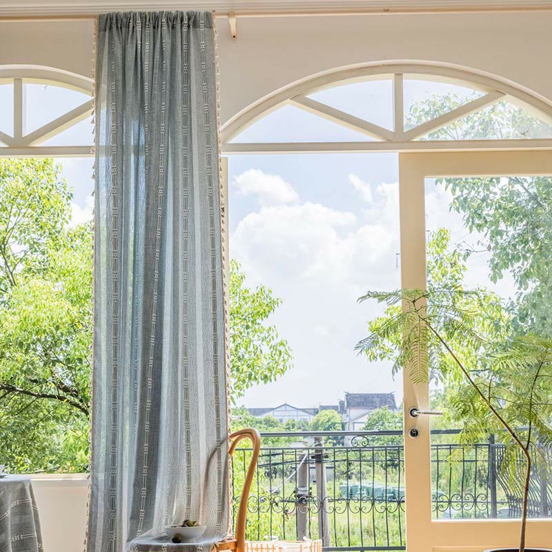 Patterned Sheer Tassel Window Curtain