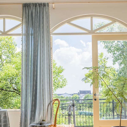 Patterned Sheer Tassel Window Curtain