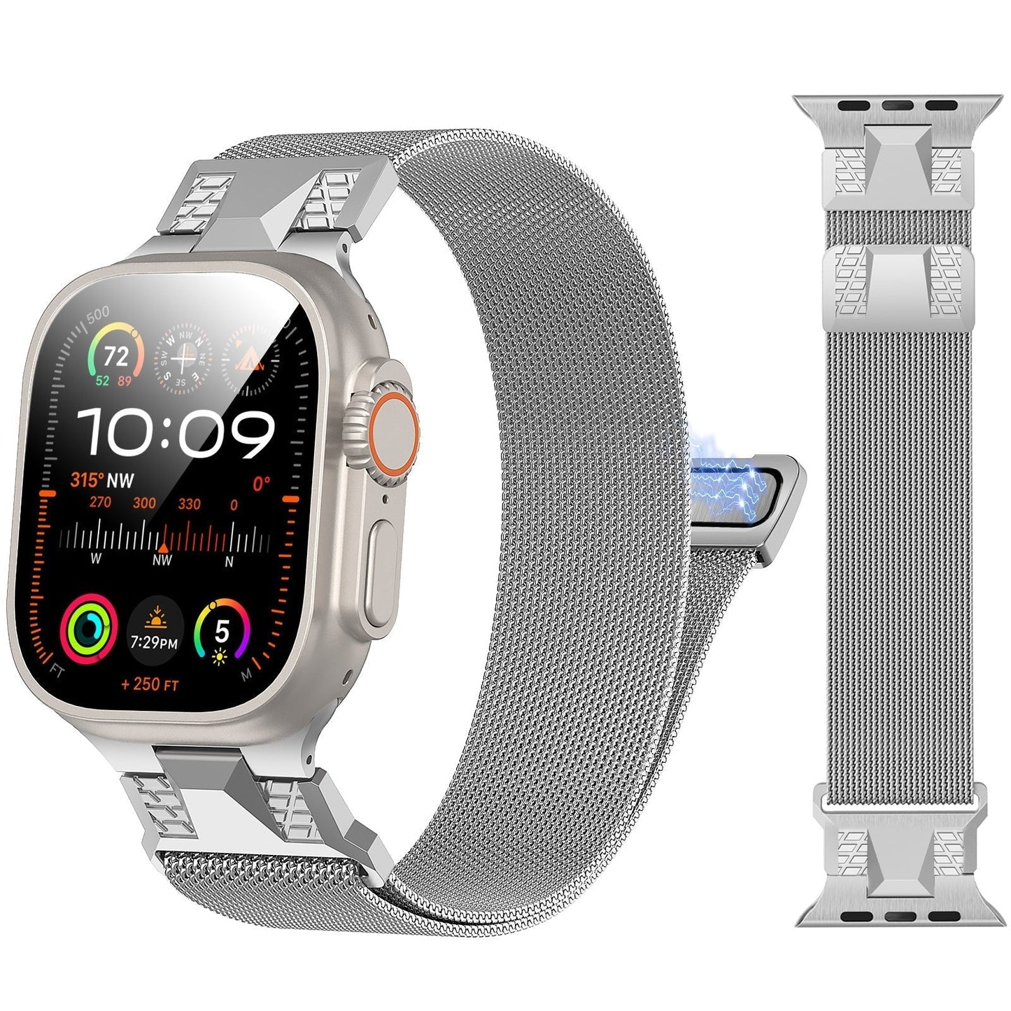 Stainless Steel Mesh Watch Strap with Secure Clasp