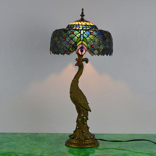 Vintage Glass Table Lamp With Multicolor Shade - Lusomart