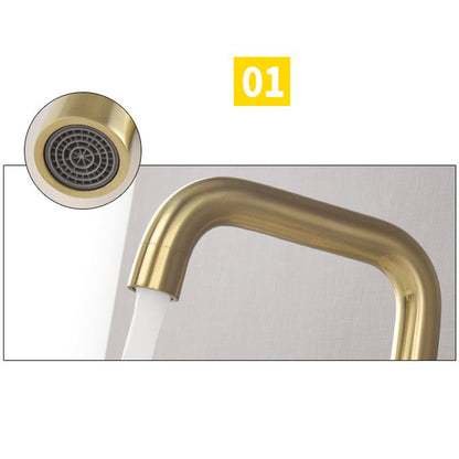 Luxury Gold 3 Hole Bathroom Faucet with Waterfall Spout