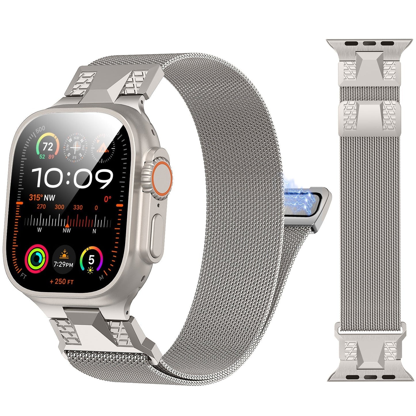 Stainless Steel Mesh Watch Strap with Secure Clasp