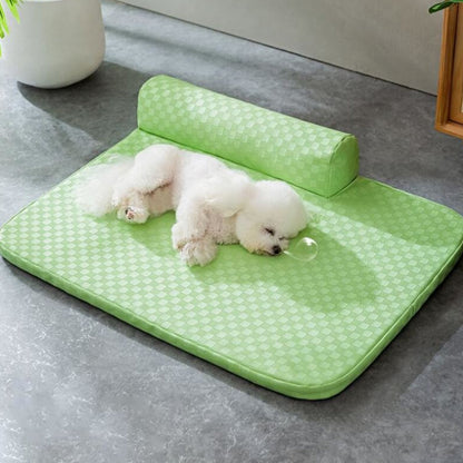 Durable Plaid Faux Leather Dog Bed Waterproof Orthopedic - Lusomart