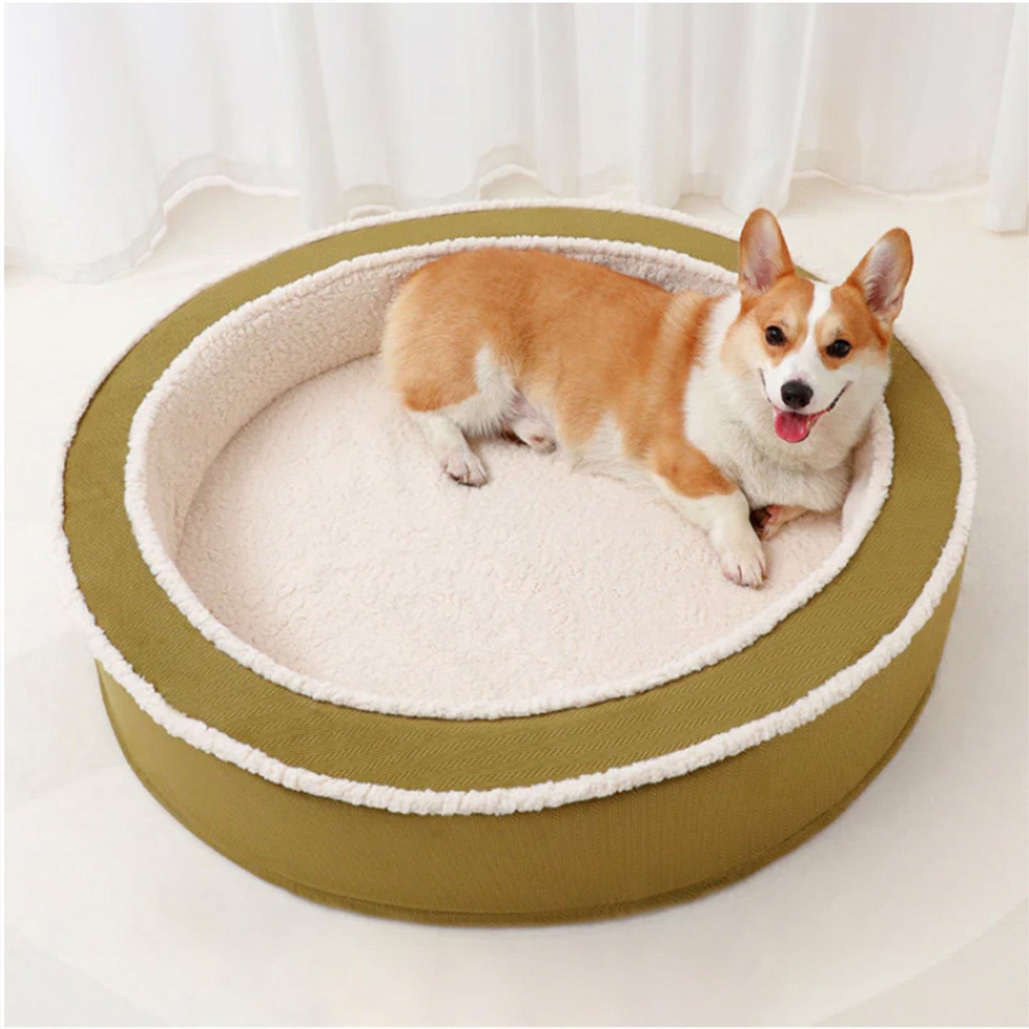 Comfy Soft Round Pet Bed Orthopedic Non Slip Bottom - Lusomart