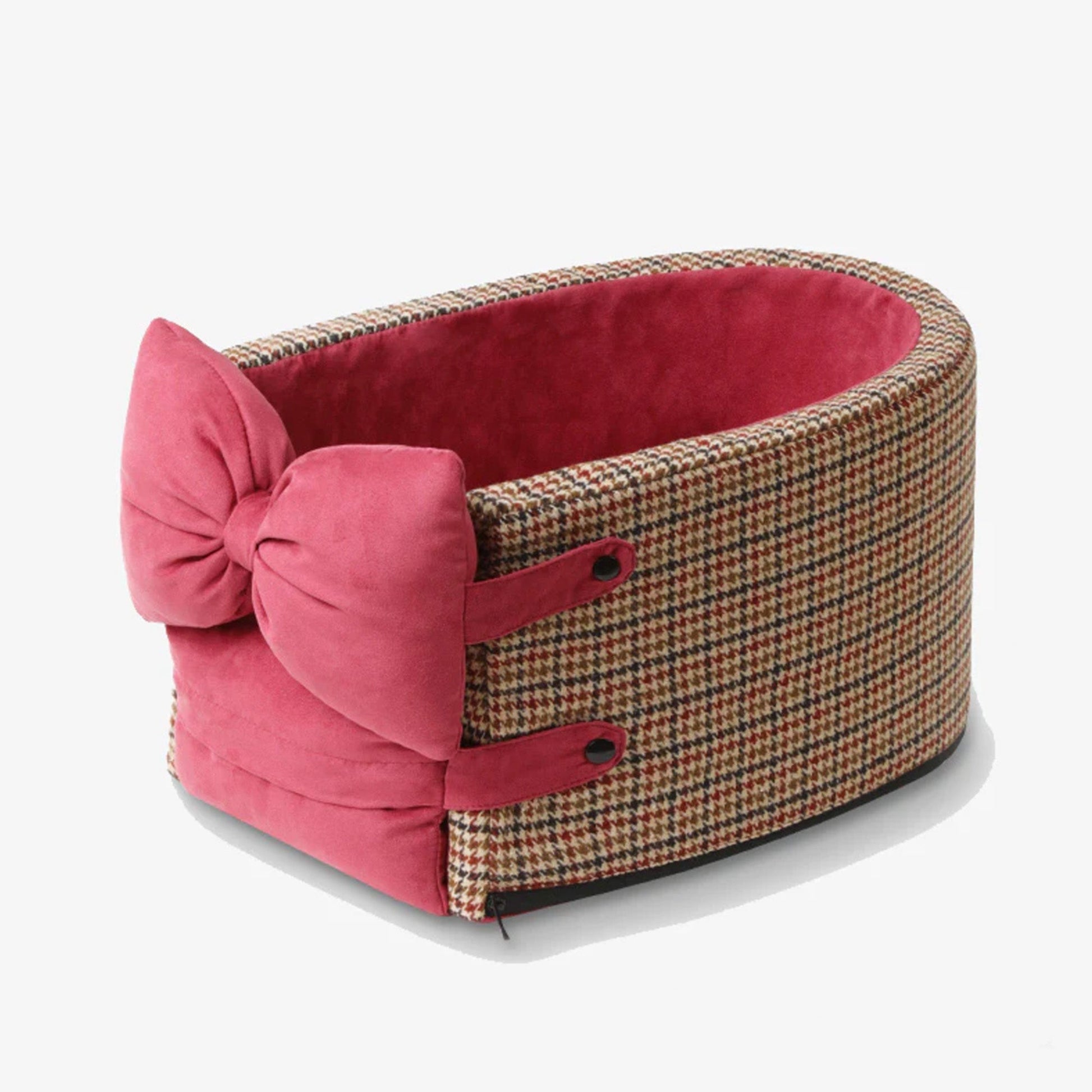 Cozy Houndstooth Pet Car Console Seat - Lusomart
