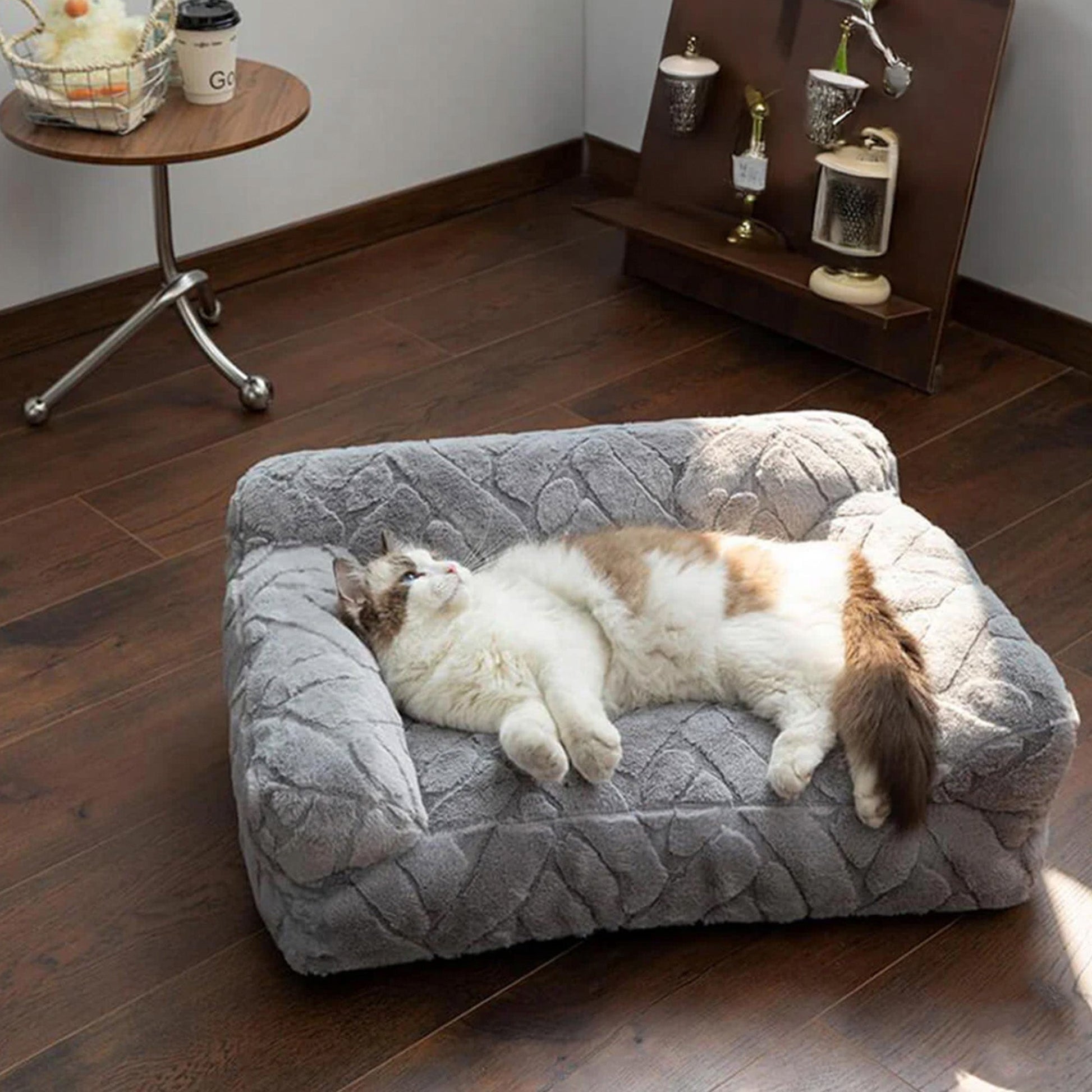 Plush Fake Fur Pet Bed Super Soft Cozy Comfortable - Lusomart