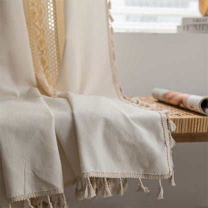 Sheer White Tassel Window Curtain Panel
