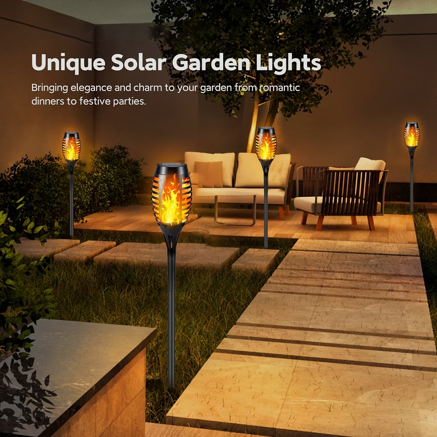 Warm Ambient Outdoor Solar Pathway Lights