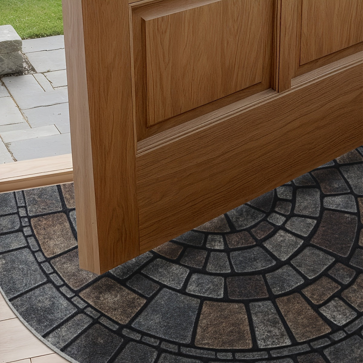 Round Colorful Welcome Mat for Home Entrance