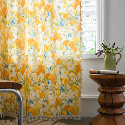 Bright Floral Lightweight Window Curtain
