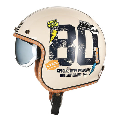 Classic Open Face Motorcycle Helmet DOT Certified