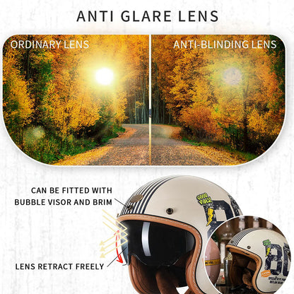Classic Open Face Motorcycle Helmet DOT Certified