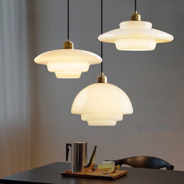 Vintage White Glass Pendant Lamp For Classic Homes