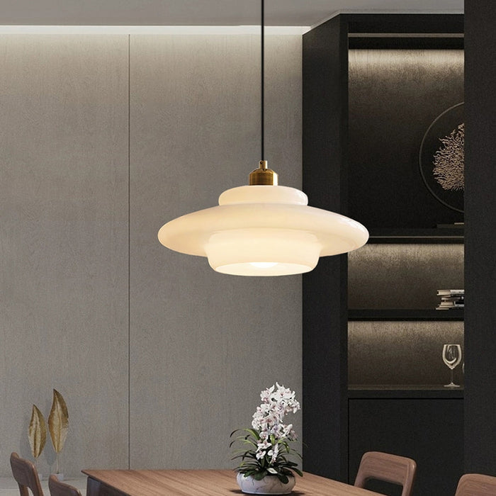 Vintage White Glass Pendant Lamp For Classic Homes