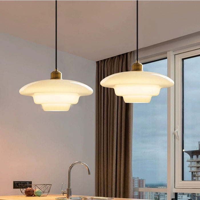 Vintage White Glass Pendant Lamp For Classic Homes