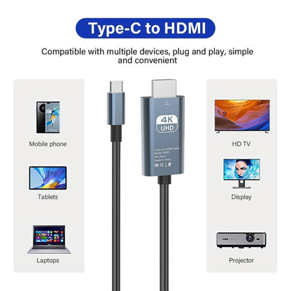 Fast USB-C to HDMI Adapter, 4K HD Video Cable