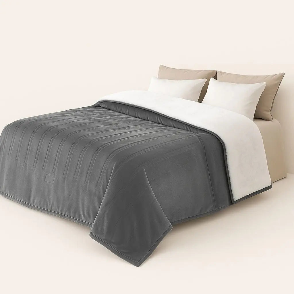 electric heated fleece blanket with dual controllers and 10 temperature levels for customizable warmth 