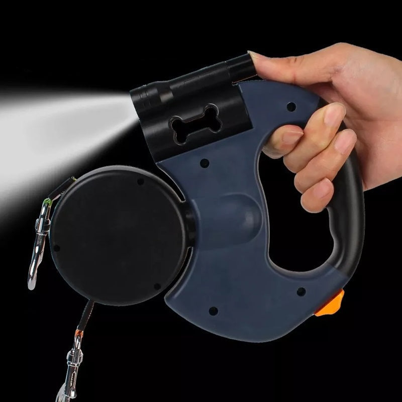 10FT Dual Retractable Dog Leash with Built-In Flashlight and Waste Bag Holder – Tangle-Free for All Breeds 2