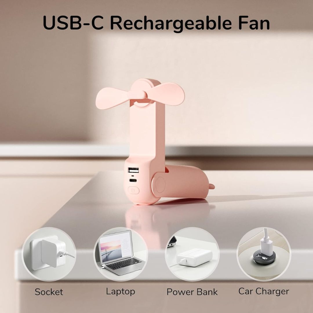 Portable 3 In 1 Mini Fan With LED Light And USB