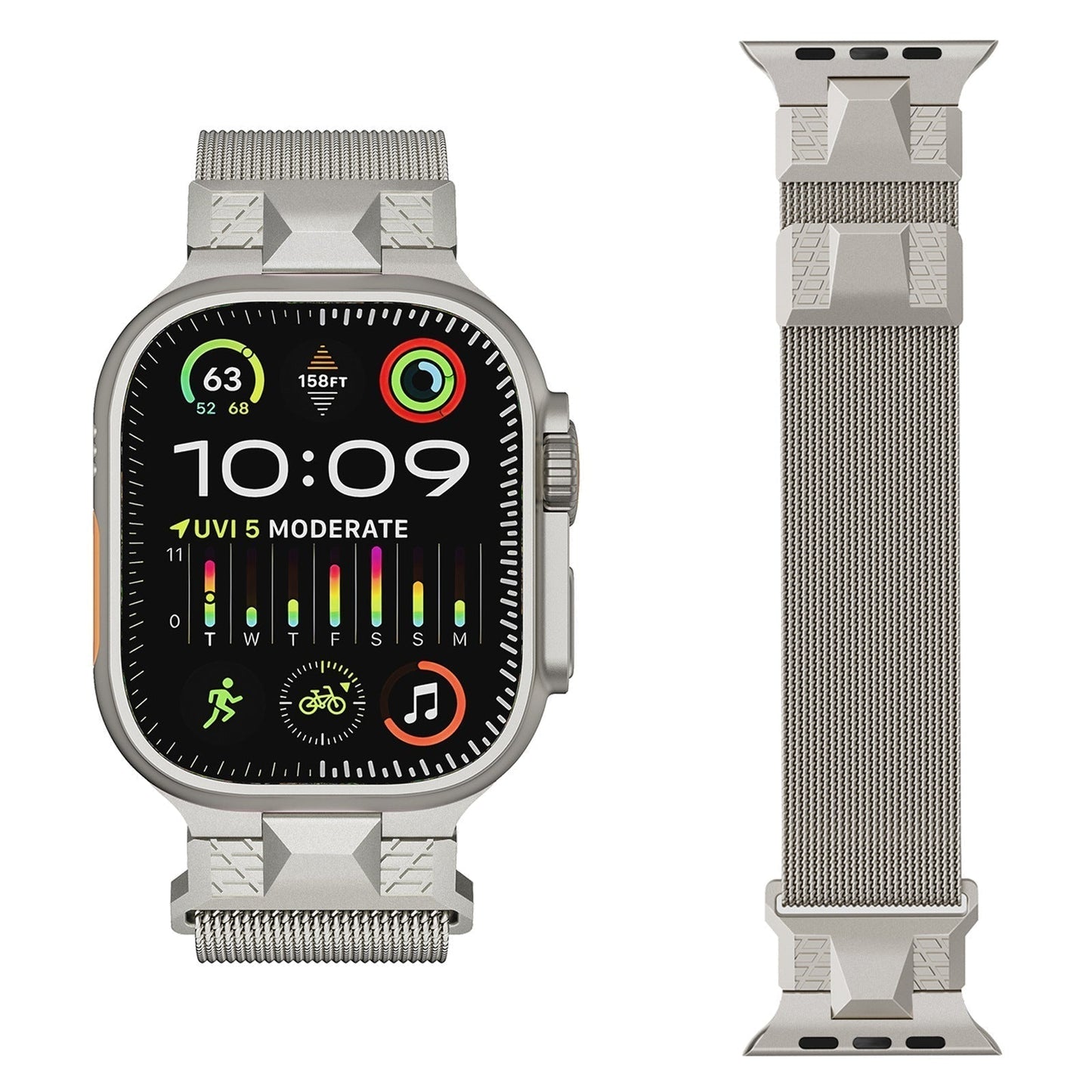 Stainless Steel Mesh Watch Strap with Secure Clasp