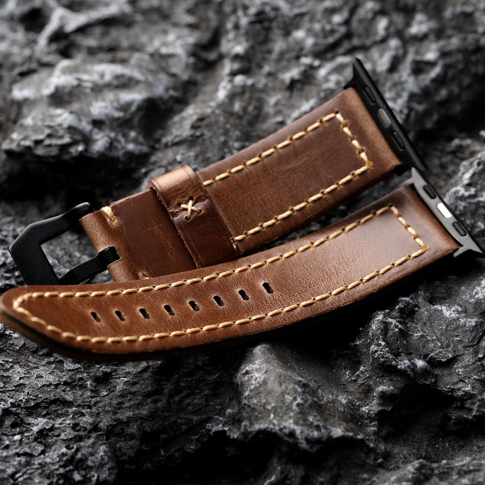 Classic Tan Leather Apple Watch Band