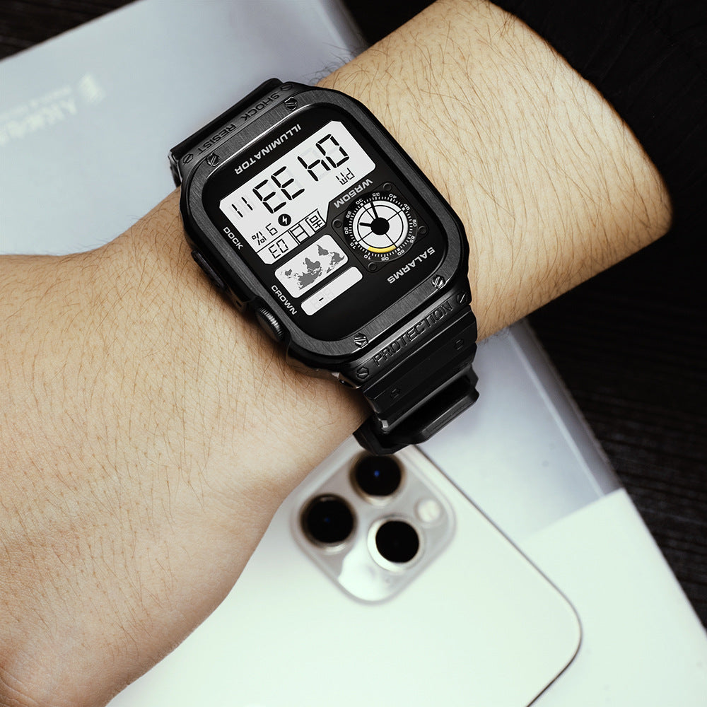 Durable Silicon Apple Watch Band With Metal Case