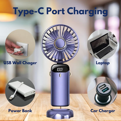 Portable Rechargeable Fan, Quiet 5-Speed Adjustable