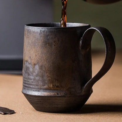 Rustic Ceramic Coffee Mugs Set for Daily Use