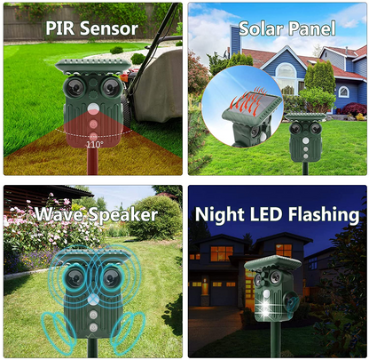 Outdoor Solar Powered Deer Repellent, 5 Modes, Waterproof