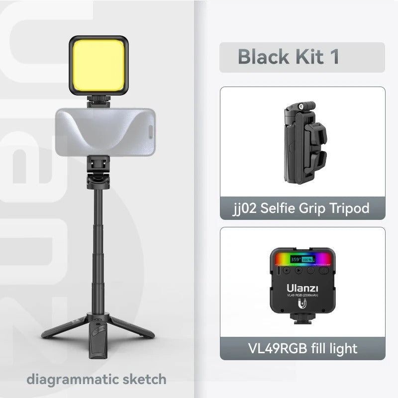 Portable Bluetooth Selfie Stick with 360° Rotation Holder