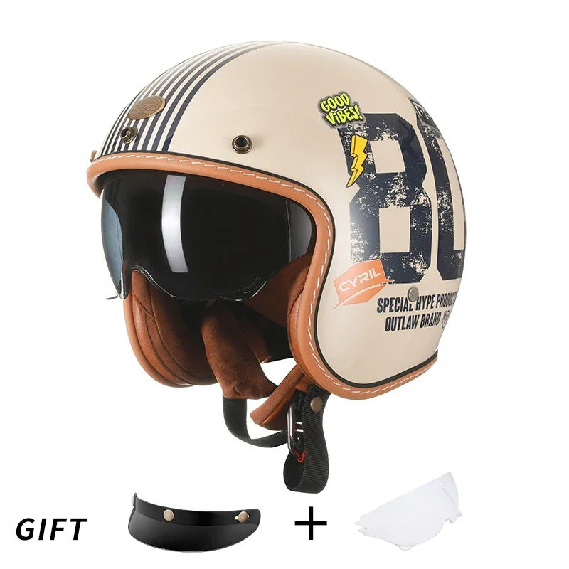 Classic Open Face Motorcycle Helmet DOT Certified